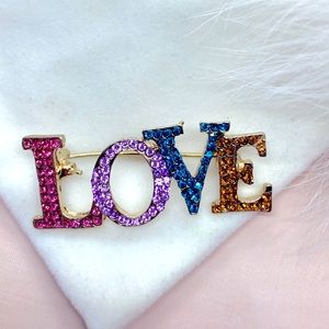 Love Rhinestone Brooch